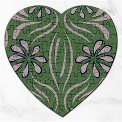 Folk Flowers Print Floral Pattern Ethnic Art Jigsaw Puzzle (heart) by Eskimos