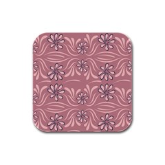 Folk Flowers Print Floral Pattern Ethnic Art Rubber Square Coaster (4 Pack) by Eskimos