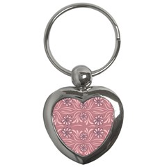 Folk Flowers Print Floral Pattern Ethnic Art Key Chain (heart) by Eskimos