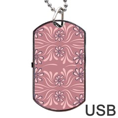 Folk Flowers Print Floral Pattern Ethnic Art Dog Tag Usb Flash (two Sides) by Eskimos