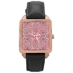 Folk Flowers Print Floral Pattern Ethnic Art Rose Gold Leather Watch  by Eskimos