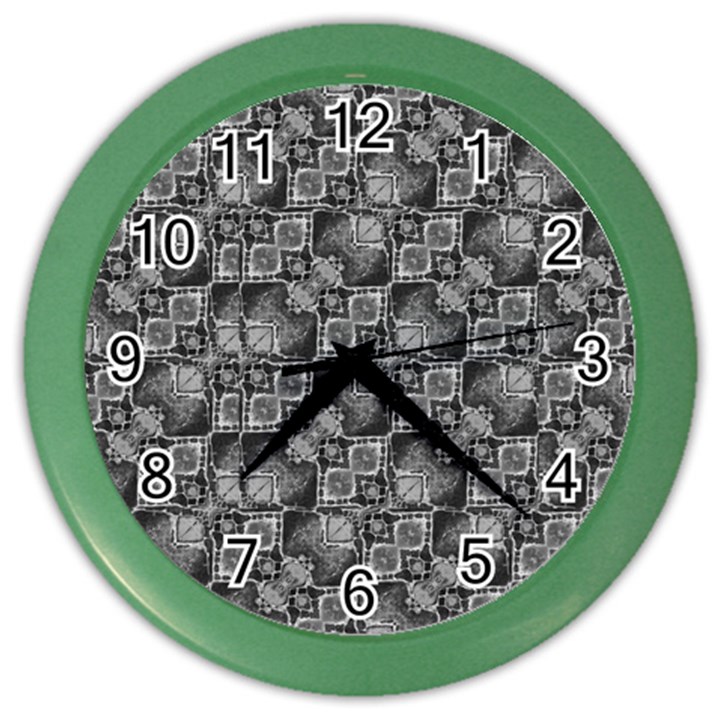 Black And Grey Rocky Geometric Pattern Design Color Wall Clock