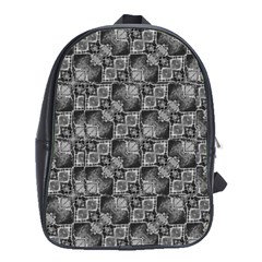 Black And Grey Rocky Geometric Pattern Design School Bag (Large)