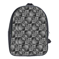 Black And Grey Rocky Geometric Pattern Design School Bag (xl) by dflcprintsclothing