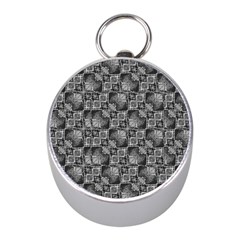 Black And Grey Rocky Geometric Pattern Design Mini Silver Compasses