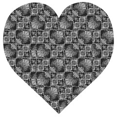 Black And Grey Rocky Geometric Pattern Design Wooden Puzzle Heart by dflcprintsclothing