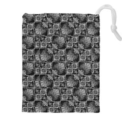 Black And Grey Rocky Geometric Pattern Design Drawstring Pouch (4xl)