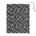 Black And Grey Rocky Geometric Pattern Design Drawstring Pouch (4XL) Front