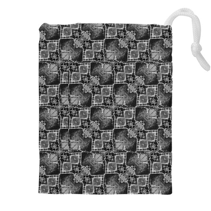 Black And Grey Rocky Geometric Pattern Design Drawstring Pouch (4XL)