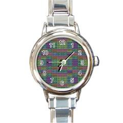 Paris Words Motif Colorful Pattern Round Italian Charm Watch by dflcprintsclothing