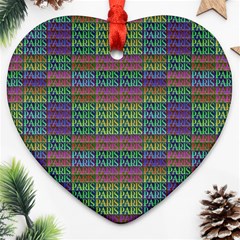 Paris Words Motif Colorful Pattern Ornament (heart) by dflcprintsclothing