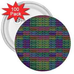 Paris Words Motif Colorful Pattern 3  Buttons (100 Pack)  by dflcprintsclothing