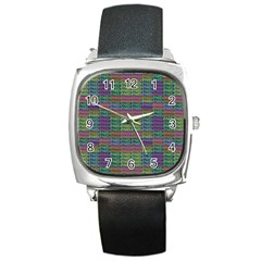 Paris Words Motif Colorful Pattern Square Metal Watch by dflcprintsclothing