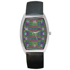 Paris Words Motif Colorful Pattern Barrel Style Metal Watch