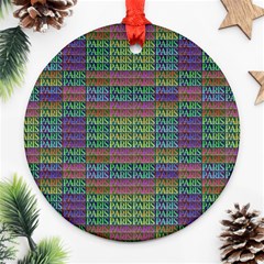 Paris Words Motif Colorful Pattern Round Ornament (two Sides)