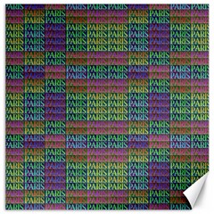 Paris Words Motif Colorful Pattern Canvas 20  X 20  by dflcprintsclothing