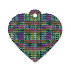 Paris Words Motif Colorful Pattern Dog Tag Heart (one Side) by dflcprintsclothing