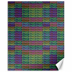 Paris Words Motif Colorful Pattern Canvas 11  X 14  by dflcprintsclothing