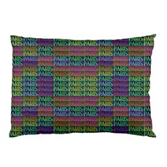 Paris Words Motif Colorful Pattern Pillow Case by dflcprintsclothing