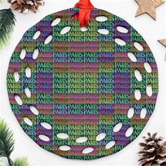 Paris Words Motif Colorful Pattern Ornament (round Filigree) by dflcprintsclothing