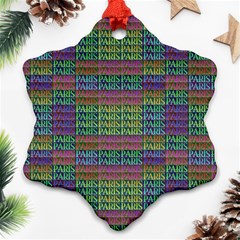 Paris Words Motif Colorful Pattern Snowflake Ornament (two Sides)