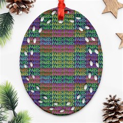 Paris Words Motif Colorful Pattern Oval Filigree Ornament (two Sides) by dflcprintsclothing