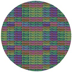 Paris Words Motif Colorful Pattern Wooden Puzzle Round by dflcprintsclothing