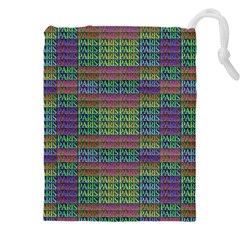 Paris Words Motif Colorful Pattern Drawstring Pouch (5xl) by dflcprintsclothing