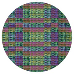 Paris Words Motif Colorful Pattern Round Trivet by dflcprintsclothing