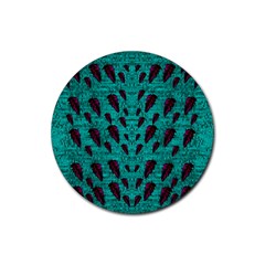 Leaves On Adorable Peaceful Captivating Shimmering Colors Rubber Coaster (round) by pepitasart