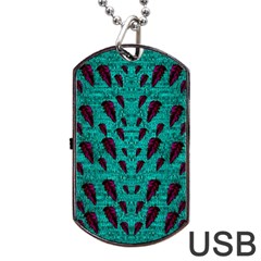 Leaves On Adorable Peaceful Captivating Shimmering Colors Dog Tag Usb Flash (two Sides) by pepitasart