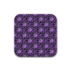 Electric Neon Abstract Print Pattern Rubber Coaster (square)