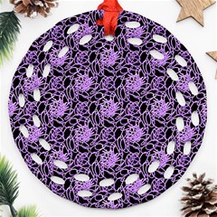 Electric Neon Abstract Print Pattern Round Filigree Ornament (two Sides) by dflcprintsclothing