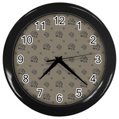 Stylized Cactus Motif Pattern Wall Clock (black)