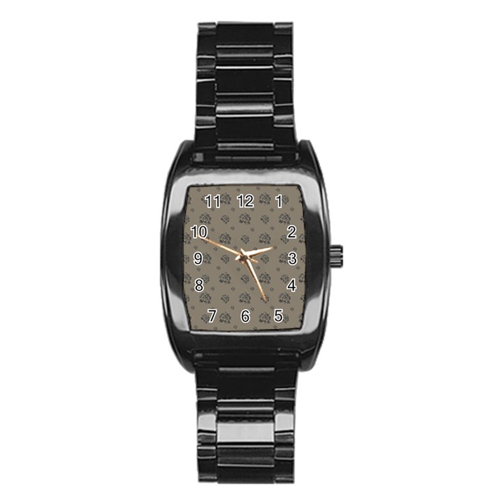 Stylized Cactus Motif Pattern Stainless Steel Barrel Watch