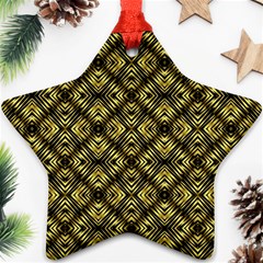 Tiled Mozaic Pattern, Gold And Black Color Symetric Design Ornament (star)