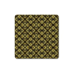 Tiled Mozaic Pattern, Gold And Black Color Symetric Design Square Magnet by Casemiro