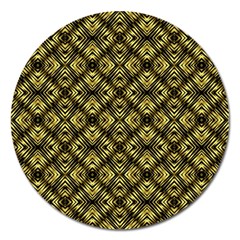 Tiled Mozaic Pattern, Gold And Black Color Symetric Design Magnet 5  (round) by Casemiro