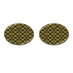 Tiled Mozaic Pattern, Gold And Black Color Symetric Design Cufflinks (oval) by Casemiro