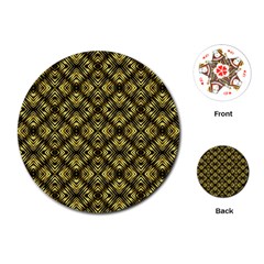 Tiled Mozaic Pattern, Gold And Black Color Symetric Design Playing Cards Single Design (round)