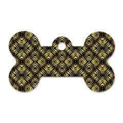 Tiled Mozaic Pattern, Gold And Black Color Symetric Design Dog Tag Bone (two Sides) by Casemiro