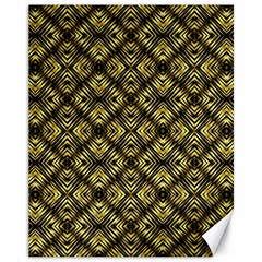 Tiled Mozaic Pattern, Gold And Black Color Symetric Design Canvas 11  X 14  by Casemiro