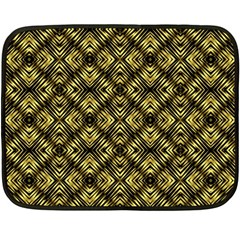 Tiled Mozaic Pattern, Gold And Black Color Symetric Design Fleece Blanket (mini) by Casemiro