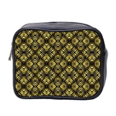 Tiled Mozaic Pattern, Gold And Black Color Symetric Design Mini Toiletries Bag (two Sides) by Casemiro