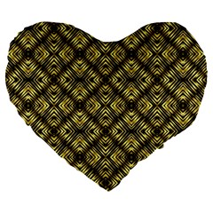 Tiled Mozaic Pattern, Gold And Black Color Symetric Design Large 19  Premium Heart Shape Cushions by Casemiro