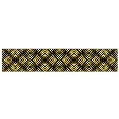 Tiled Mozaic Pattern, Gold And Black Color Symetric Design Small Flano Scarf