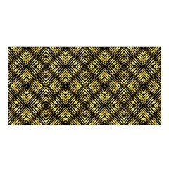 Tiled Mozaic Pattern, Gold And Black Color Symetric Design Satin Shawl 45  X 80  by Casemiro