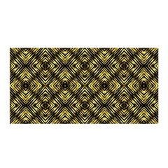 Tiled Mozaic Pattern, Gold And Black Color Symetric Design Satin Wrap 35  X 70  by Casemiro