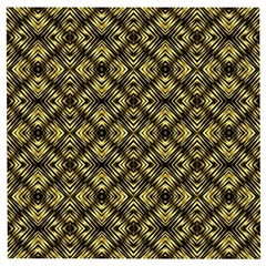 Tiled Mozaic Pattern, Gold And Black Color Symetric Design Wooden Puzzle Square by Casemiro