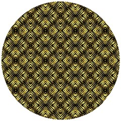 Tiled Mozaic Pattern, Gold And Black Color Symetric Design Wooden Puzzle Round by Casemiro